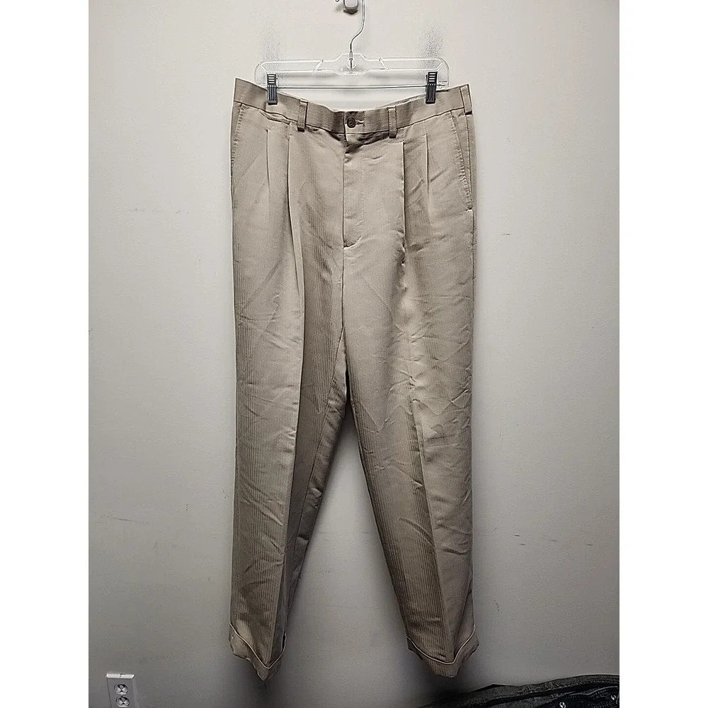 Ping Golf Pants Mens 36x34 Tan Pleated Front Rayon Blend Straight Leg Chino